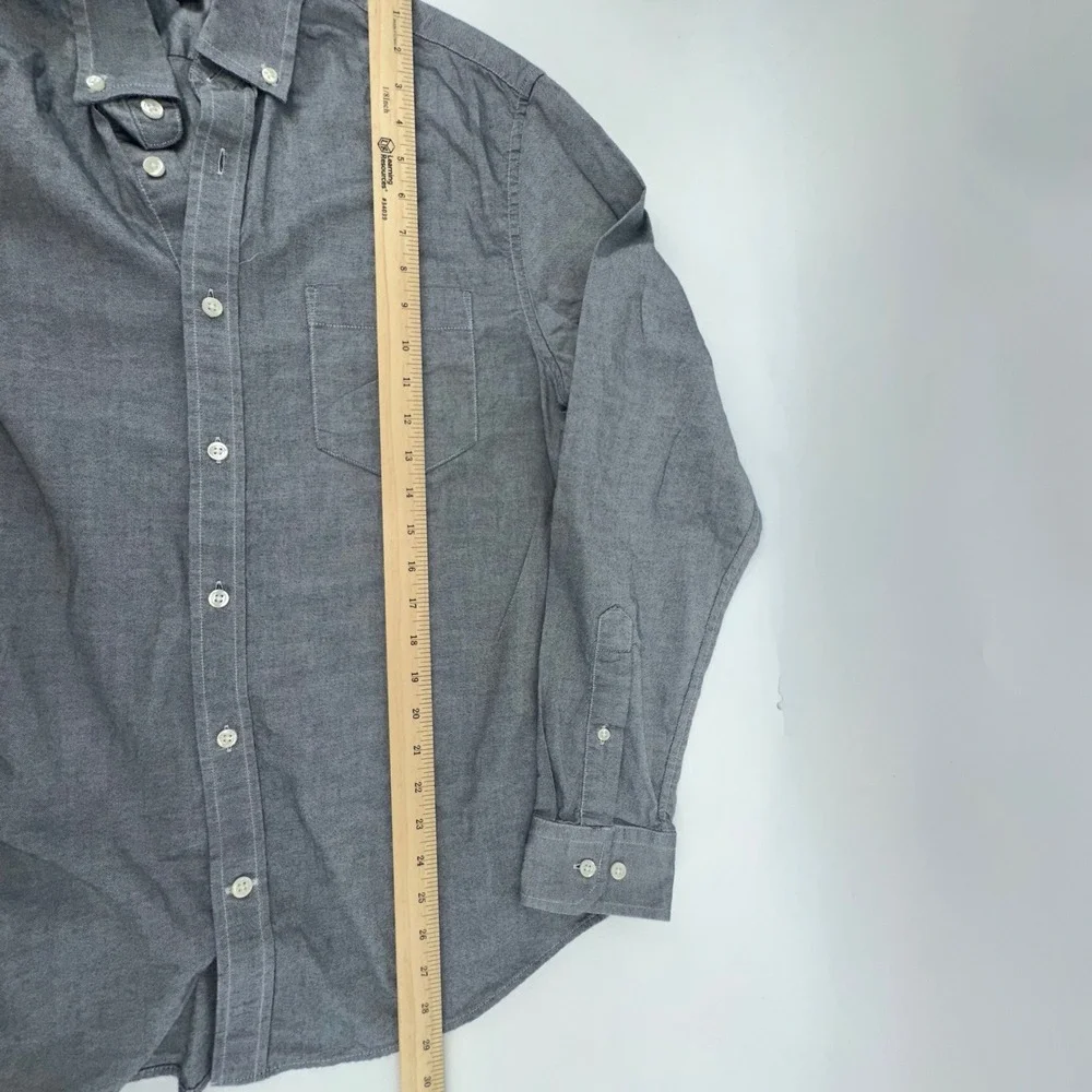 Banana Republic Oxford Shirt Mens Large Gray Untucked Fit Button Down Preppy
